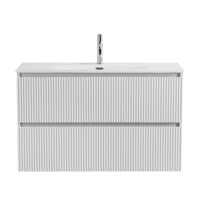 Тумба с раковиной BelBagno Uno-mini 100 подвесная, 2 ящика, bianco opaco