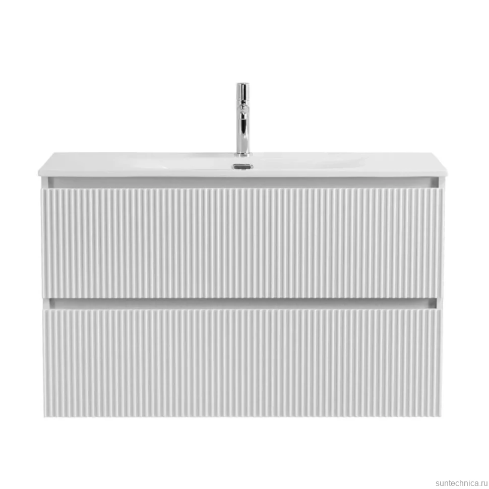 Тумба с раковиной BelBagno Uno-mini 100 подвесная, 2 ящика, bianco opaco