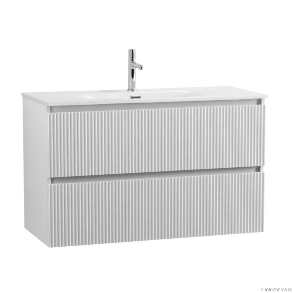 Тумба с раковиной BelBagno Uno-mini 100 подвесная, 2 ящика, bianco opaco