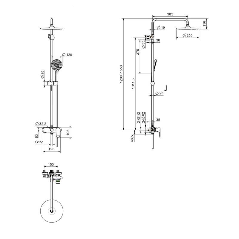 Душевая стойка AQUATEK Ника AQ2860CR хром