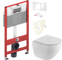 Комплект Унитаз подвесной BelBagno Libero BB11051CH-TOR/SC безободковый + Инсталляция TECE Base 9400413 4 в 1 с кнопкой смыва