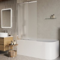 Шторка на ванну BelBagno Luce VF-11-90/145-P-Cr профиль хром, стекло рифленое