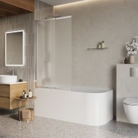 Шторка на ванну BelBagno Luce VF-11-90/145-P-Cr профиль хром, стекло рифленое