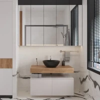 Мебель для ванной комнаты VitrA Ольборг 50: столешница 100, без отверстий, дуб французский + 2 тумбы 50