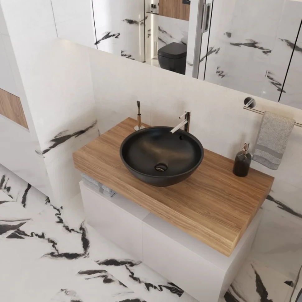 Мебель для ванной комнаты VitrA Ольборг 50: столешница 100, без отверстий, дуб французский + 2 тумбы 50