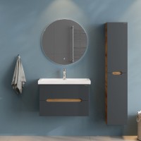 Тумба с раковиной Onika Айленд 70 подвесная, графит, дуб крафт золотой