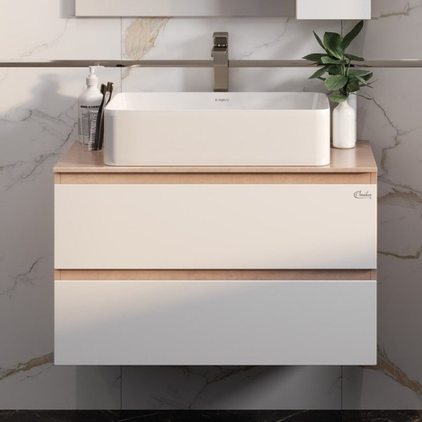 Тумба под раковину Onika Алеста 80 камень светлый, белая