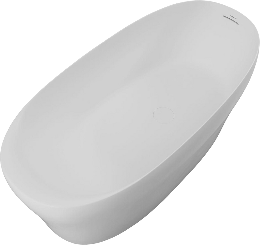 Ванна из искусственного камня Allen Brau Krion Neo 170x80 см, отдельностоящая, матовая белая, овальная, со сливом-переливом, фурнитура белая