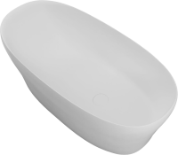 Ванна из искусственного камня Allen Brau Krion Neo 170x80 см, отдельностоящая, матовая белая, овальная, со сливом-переливом, фурнитура белая