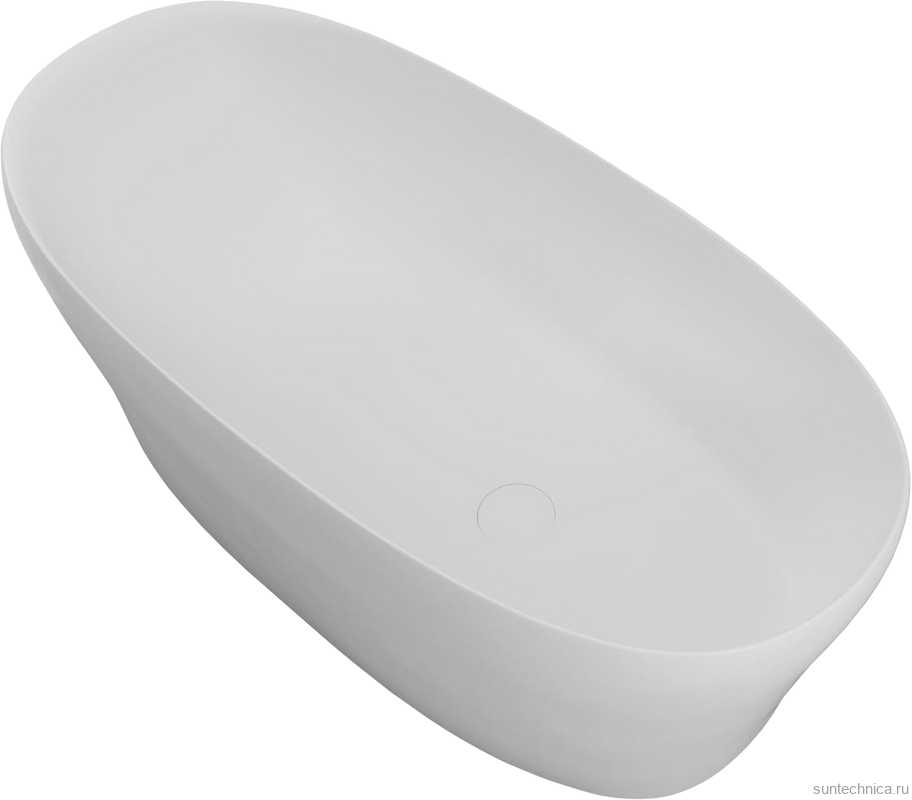 Ванна из искусственного камня Allen Brau Krion Neo 170x80 см, отдельностоящая, матовая белая, овальная, со сливом-переливом, фурнитура белая