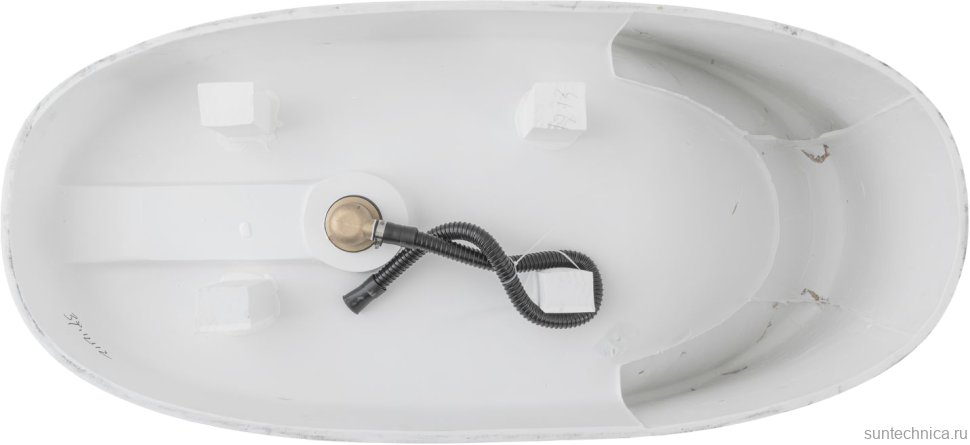 Ванна из искусственного камня Allen Brau Krion Neo 170x80 см, отдельностоящая, матовая белая, овальная, со сливом-переливом, фурнитура белая