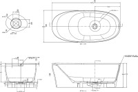 Ванна из искусственного камня Allen Brau Krion Neo 170x80 см, отдельностоящая, матовая белая, овальная, со сливом-переливом, фурнитура белая