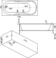 Акриловая ванна Bas Нептун стандарт 170x70 см, пристенная, белая + ремкомплект Good Door