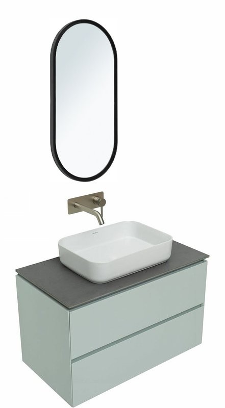 Мебель для ванной комнаты Allen Brau Infinity 85 подвесная, папирус матовый, столешница графит структ