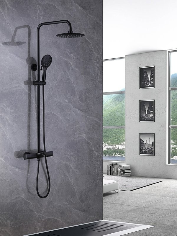 Душевая стойка Abber Thermostat AF8516BL матовая черная