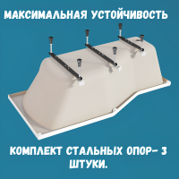 Комплект Акриловая ванна 1MarKa Convey L Стандарт 2+ 170x75 см, левая, встраиваемая, белая, асимметричная, со сливом-переливом