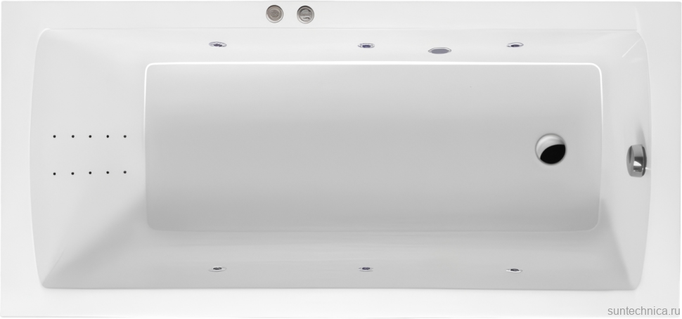 Акриловая ванна Excellent Aquaria Line Nano 150x70 см, встраиваемая, с гидромассажем, белая, с каркасом, со сливом-переливом