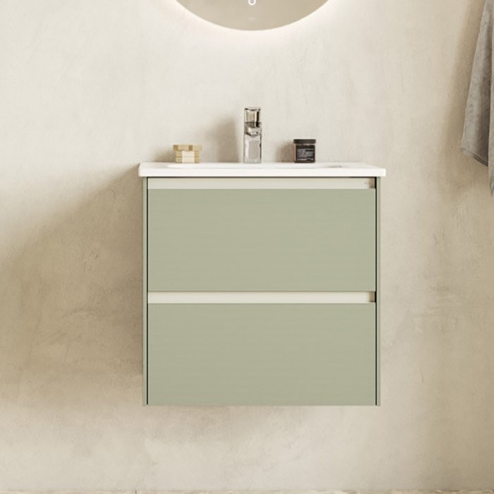 Тумба с раковиной Roca Ona Olive 60 оливковая матовая, раковина 32799E000