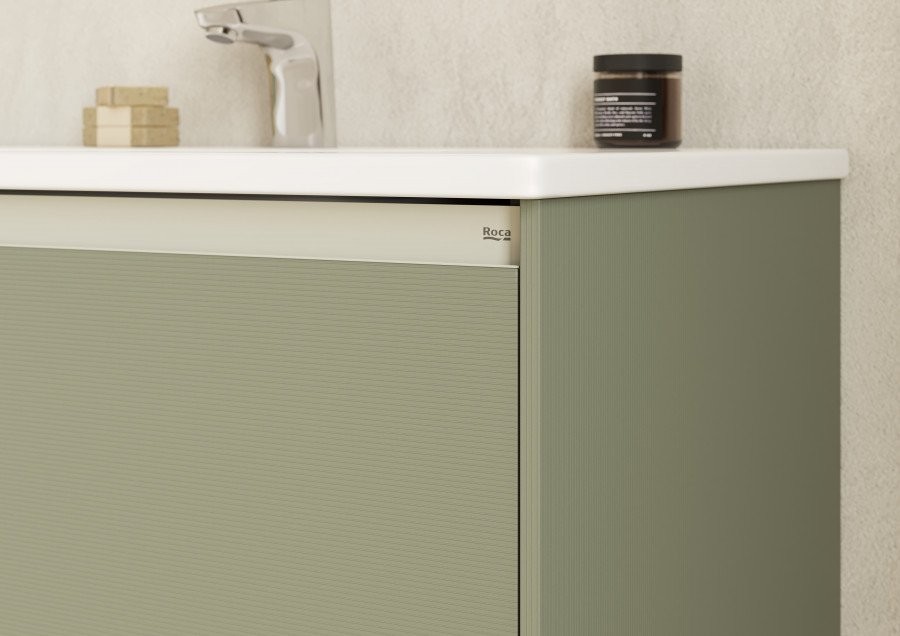 Тумба с раковиной Roca Ona Olive 60 оливковая матовая, раковина 32799E000