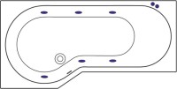 Акриловая ванна Excellent Be Spot Soft L 160x80 см, угловая, левая, встраиваемая, с гидромассажем, белая, асимметричная, с каркасом, со сливом-переливом, фурнитура золото