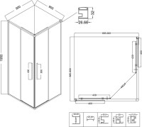 Душевой уголок Niagara Nova NG-6623-34 90x90, профиль хром, стекло прозрачное