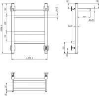 Полотенцесушитель электрический Grota Tela 430х600 NM EL 60x45 см, подключение справа, слева, скрытое подключение справа, матовый хром, лесенка, с полкой