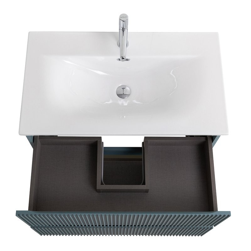 Мебель для ванной комнаты BelBagno Uno 90 подвесная, 2 ящика, матовая голубая