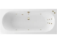 Акриловая ванна Excellent Oceana Slim Line 160x75 см, встраиваемая, с гидромассажем, белая, с каркасом, со сливом-переливом, фурнитура бронза