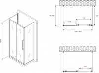 Душевой уголок Abber Schwarzer Diamant AG30140H-S75-S75 140x75, профиль хром, стекло прозрачное