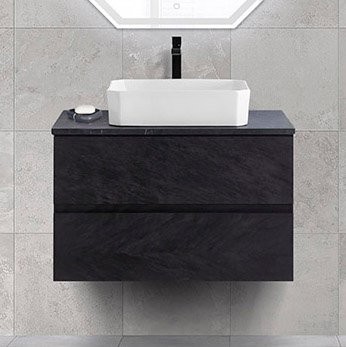 Тумба с раковиной Cezares Molveno 46 80 nero, со столешницей