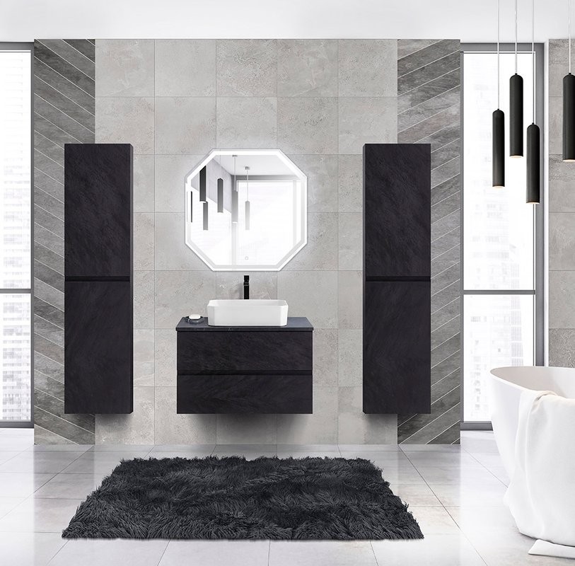 Тумба с раковиной Cezares Molveno 46 80 nero, со столешницей