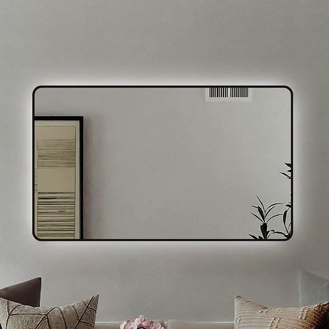 Зеркало Art&Max Siena S 120х80 черное, с LED-подсветкой, 6000К