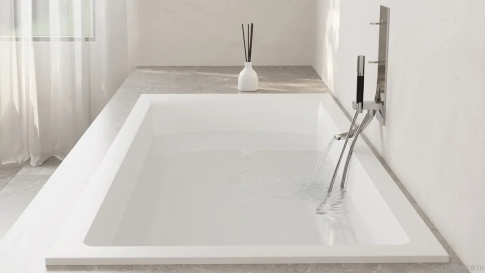 Ванна из искусственного камня Salini Cascata S-Sense 170x70 см, встраиваемая, матовая белая, на ножках