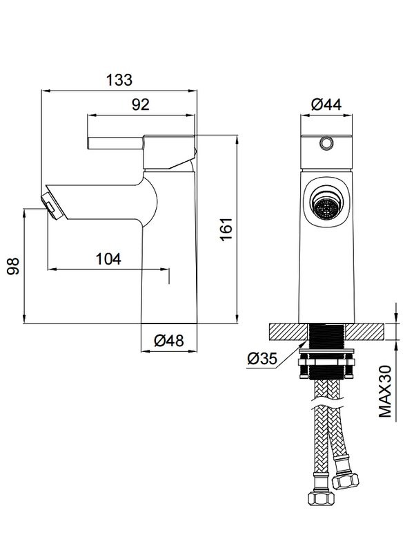 Смеситель для раковины Wonzon & Woghand Solo WW-139032-BGM темный графит