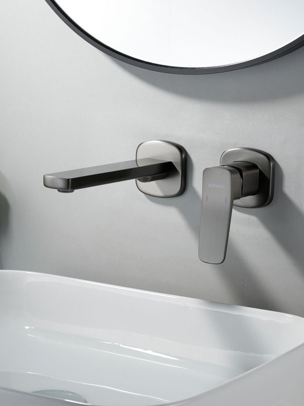 Смеситель для раковины/умывальника встраиваемый Shevanik S9941T, оружейная сталь