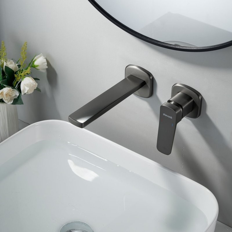 Смеситель для раковины/умывальника встраиваемый Shevanik S9941T, оружейная сталь