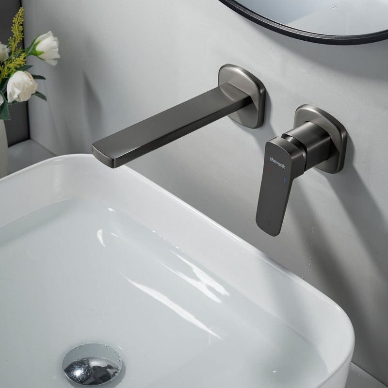 Смеситель для раковины/умывальника встраиваемый Shevanik S9941T, оружейная сталь