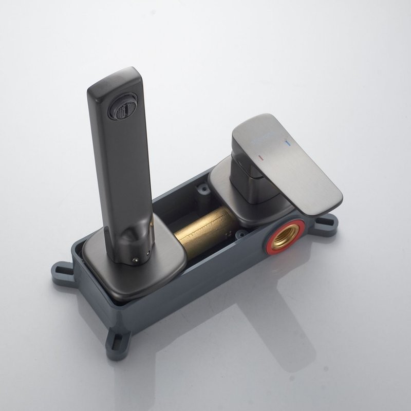 Смеситель для раковины/умывальника встраиваемый Shevanik S9941T, оружейная сталь