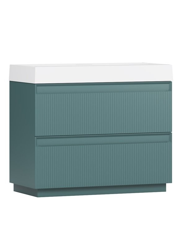 Тумба с раковиной Belux Базель 90 напольная, голубой малахит матовый