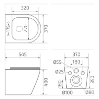 Унитаз приставной напольный GID Cortado TRS-263 безободковый, с микролифтом, белый