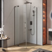 Душевой уголок Cezares Slider AH 1 80-80/90 C GM профиль оружейная сталь, стекло прозрачное