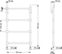 Полотенцесушитель водяной Secado Флоренция 2 85x55 см, бронза, лесенка, латунь