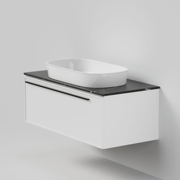 Тумба под раковину со столешницей La Fenice Elba 100 подвесная, белая, столешница черный мрамор