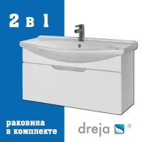 Тумба с раковиной Dreja Laguna 105 подвесная, белый глянец