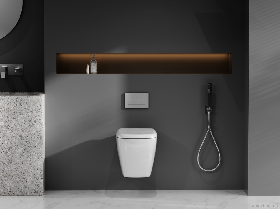 Унитаз подвесной Abber Rechteck AC1217 безободковый, с микролифтом, белый