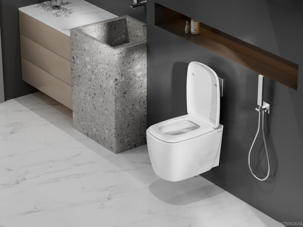 Унитаз подвесной Abber Rechteck AC1217 безободковый, с микролифтом, белый