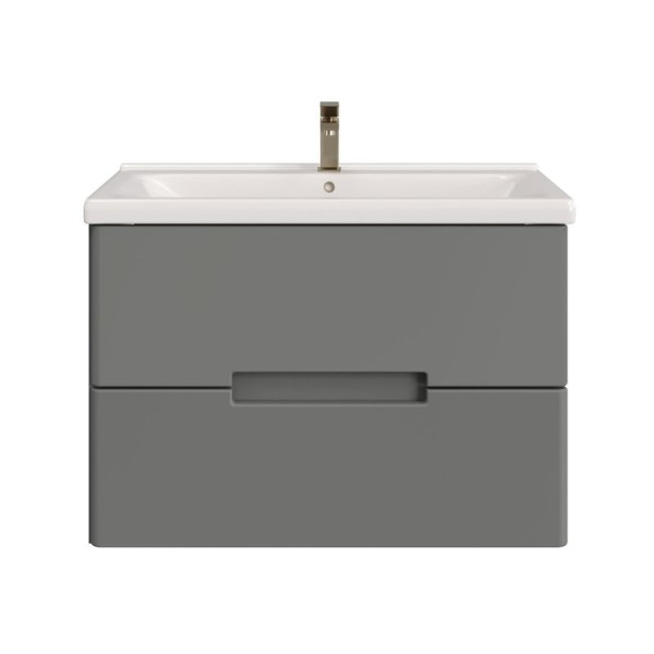 Тумба с раковиной SanStar Noche 80 подвесная, графит софт, раковина Миранда