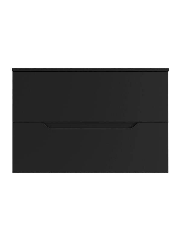 Тумба с раковиной Orange Line 80 подвесная, 2 ящика, матовая черная с раковиной B08-585w