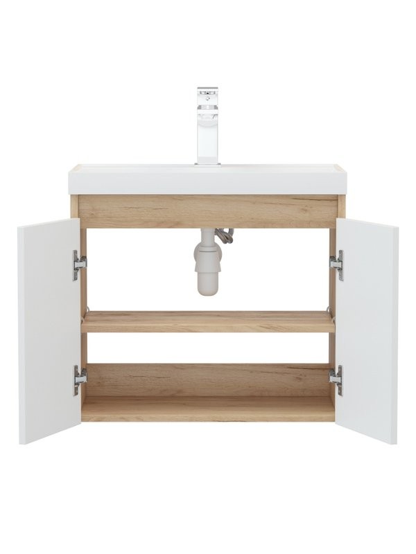 Тумба с раковиной Corozo Блисс 60 подвесная, дуб крафт