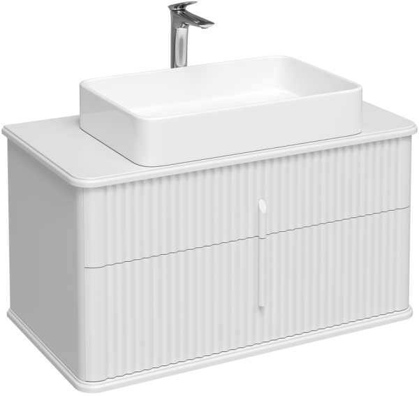 Тумба с раковиной STWORKI Молде 95 белая, со столешницей, раковиной Молде S23410WH